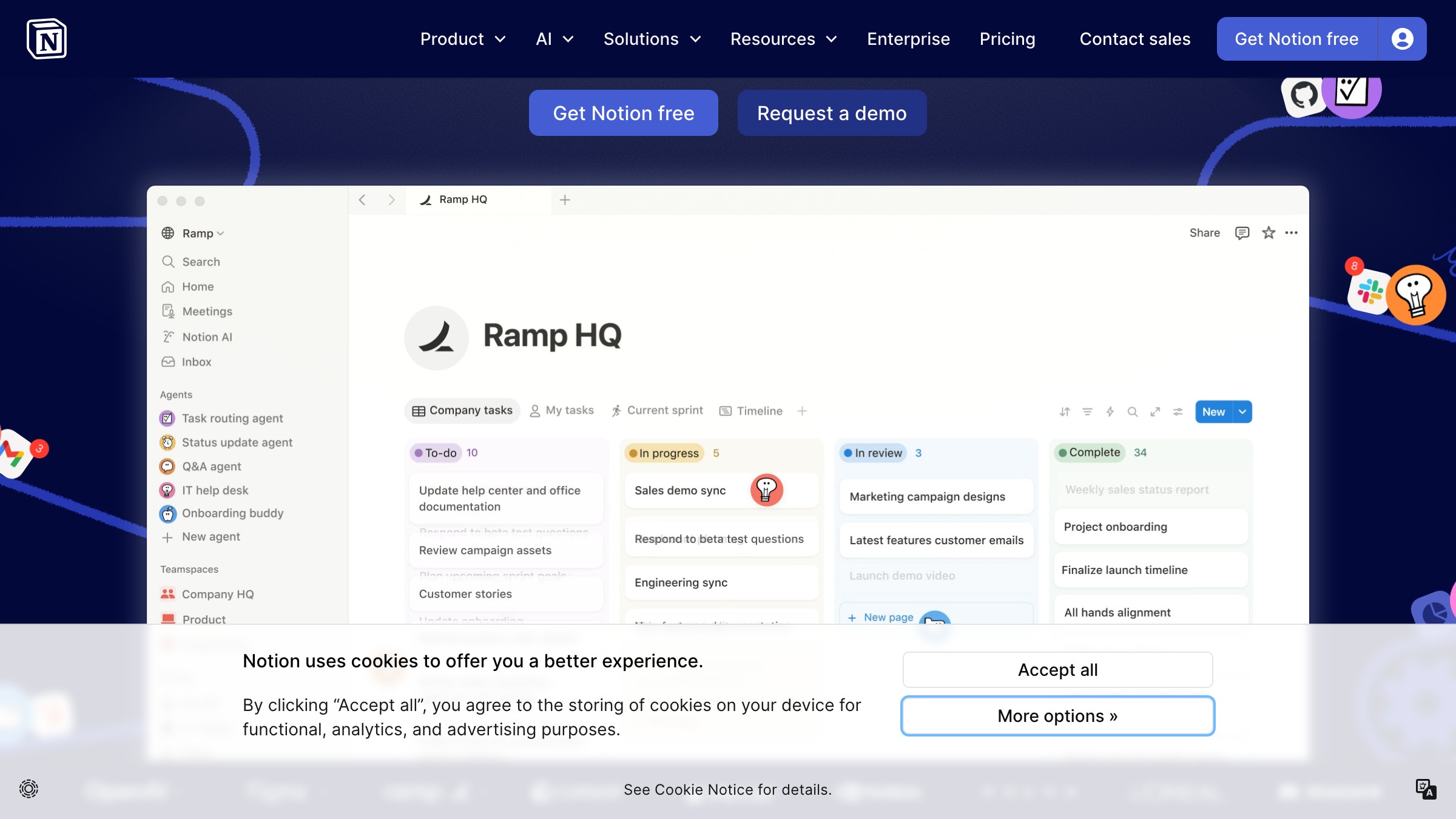 Notion Pazarlama Sayfasi Minimal Calisma Alani Estetigini Gosterir