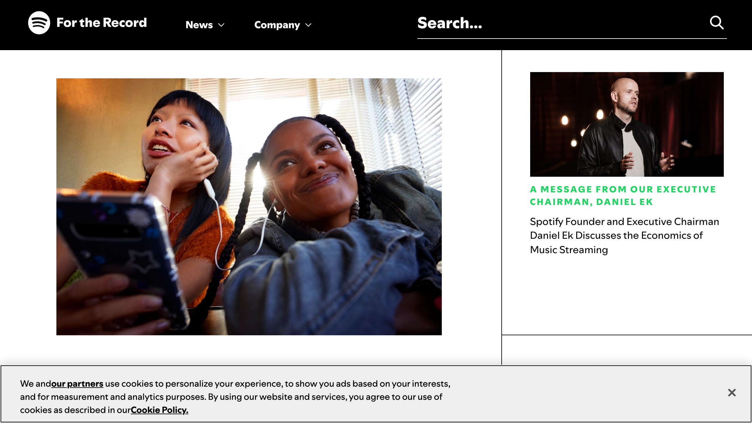 Spotify For the Record Sayfasi Editoryal Baglamda Markay Gosterir